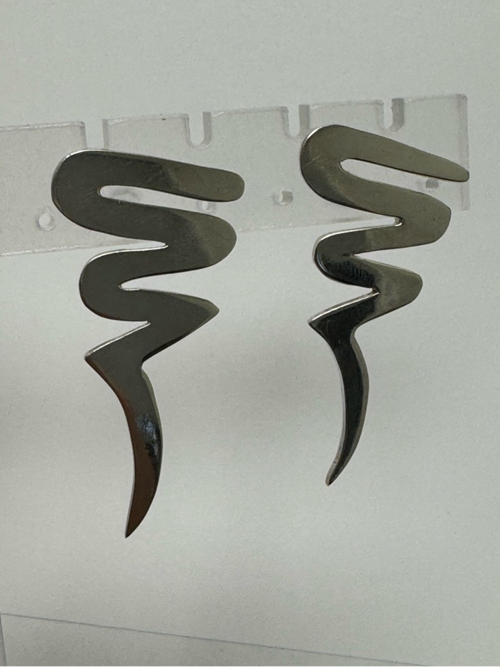 Vintage Modern Silver Zigzag Dangle Earrings